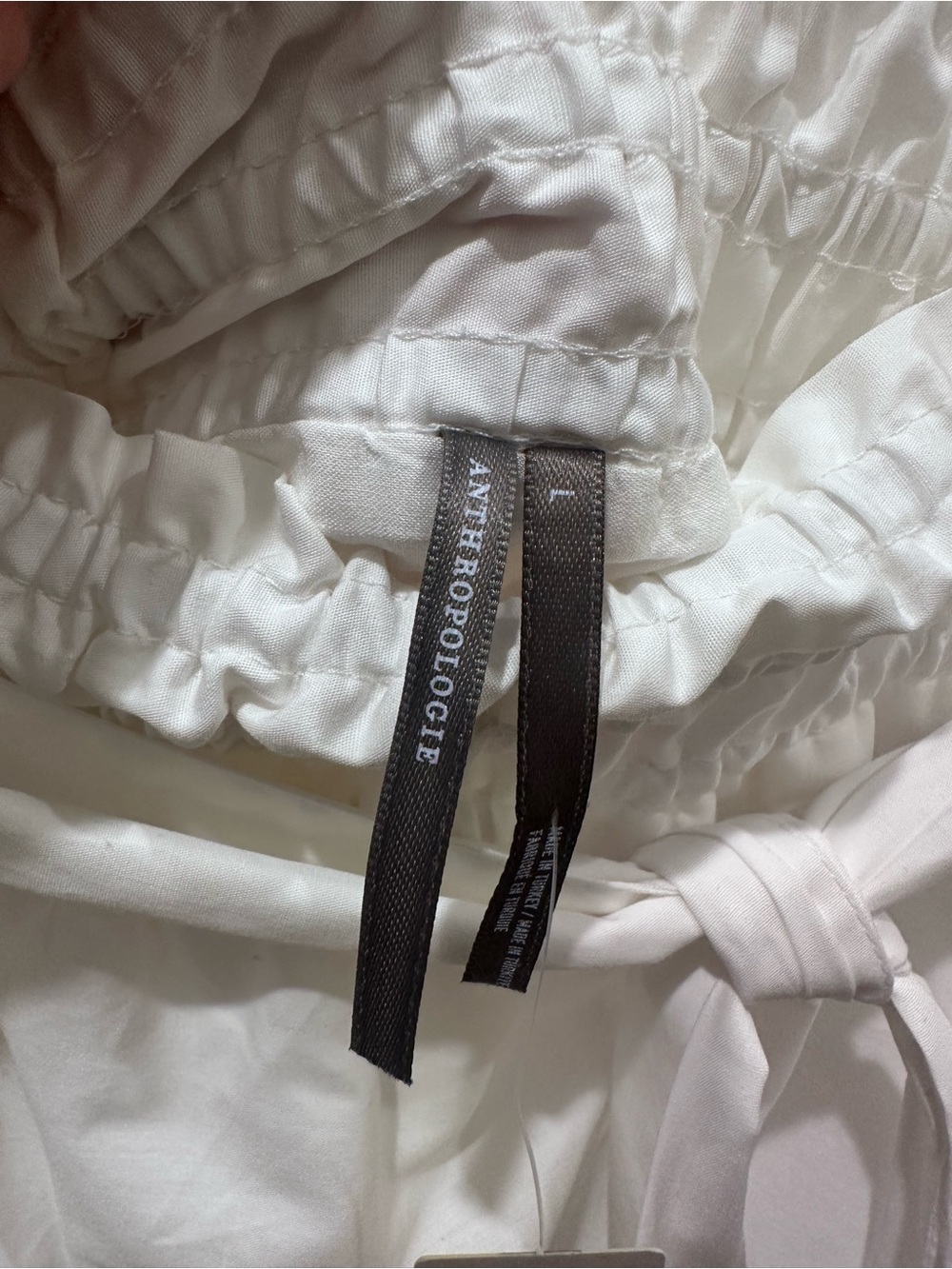 Anthropologie White Smocked Waist Tiered Mini Skirt with Tie Belt Size L NWT - Picture 4 of 7